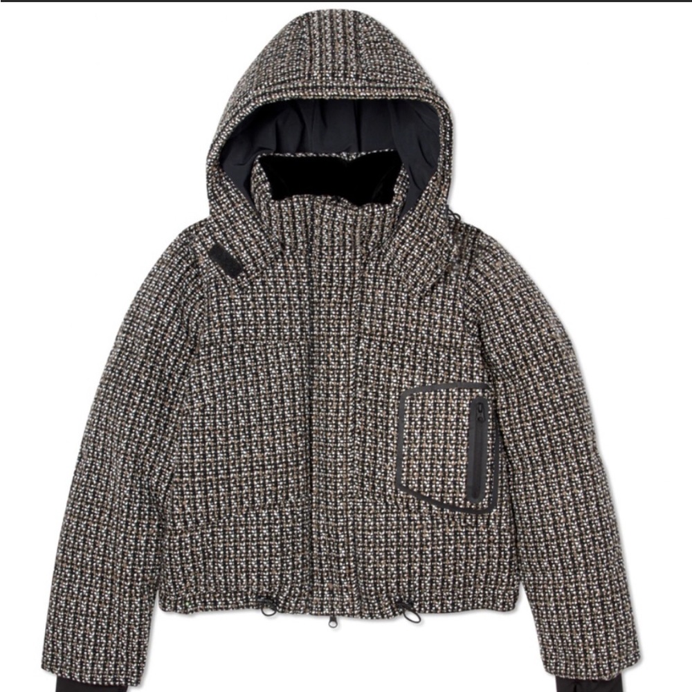 BLANC NOIR Crop Boucle Puffer Jacket Tweed Puffer Coat